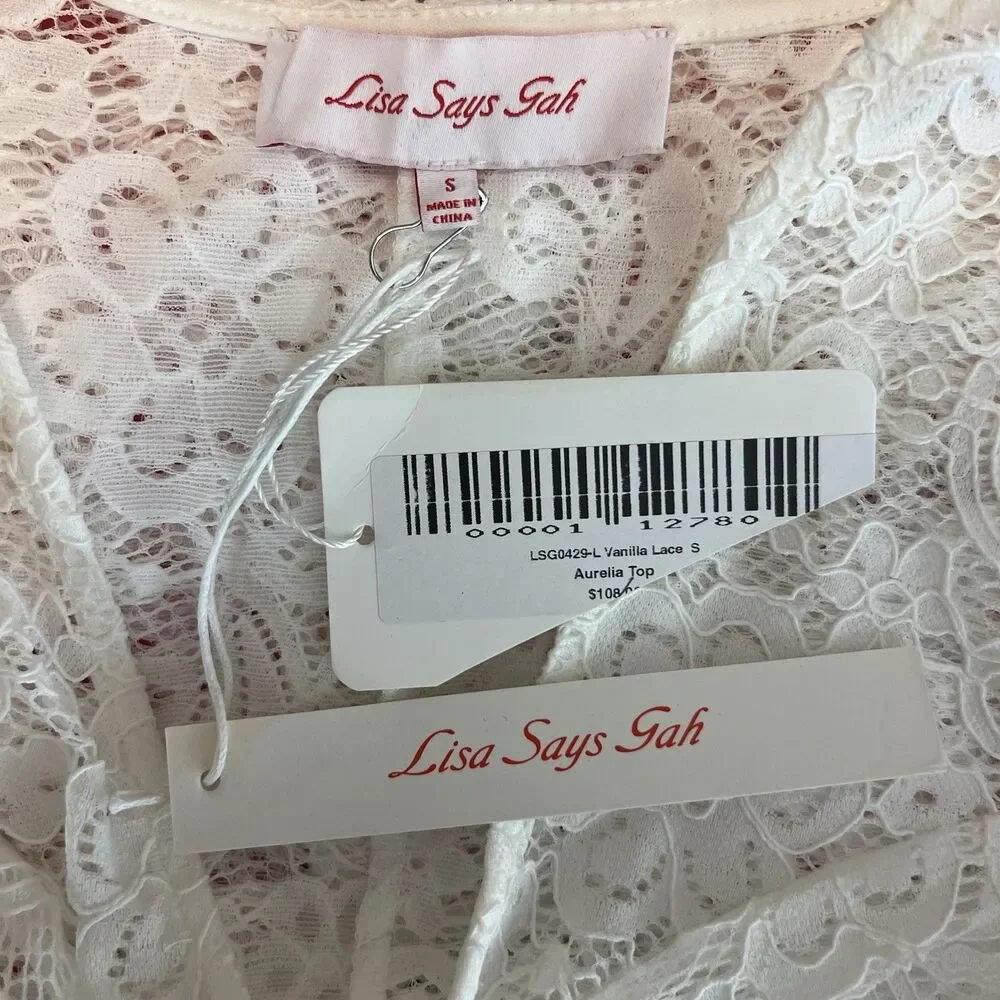 Lisa Says Gah Aurelia Top Size S White Vanilla Lace Sheer